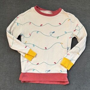 Dot Dot Smile Cream Pullover Sweatshirt with Yellow Cuffs & Coral Trim